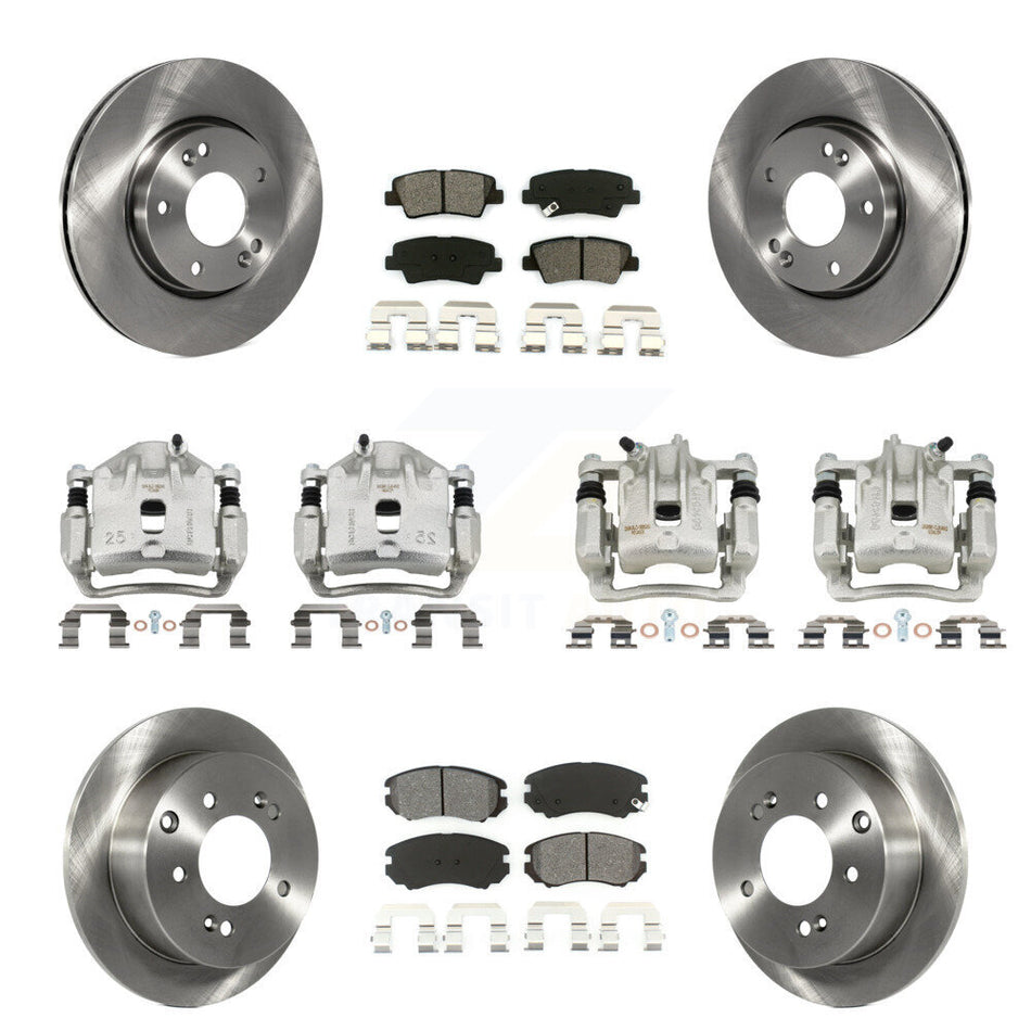 Front Rear Disc Brake Caliper Rotors Semi-Metallic Pad Kit (10Pc) For 2012-2013 Kia Soul KC8-101244S