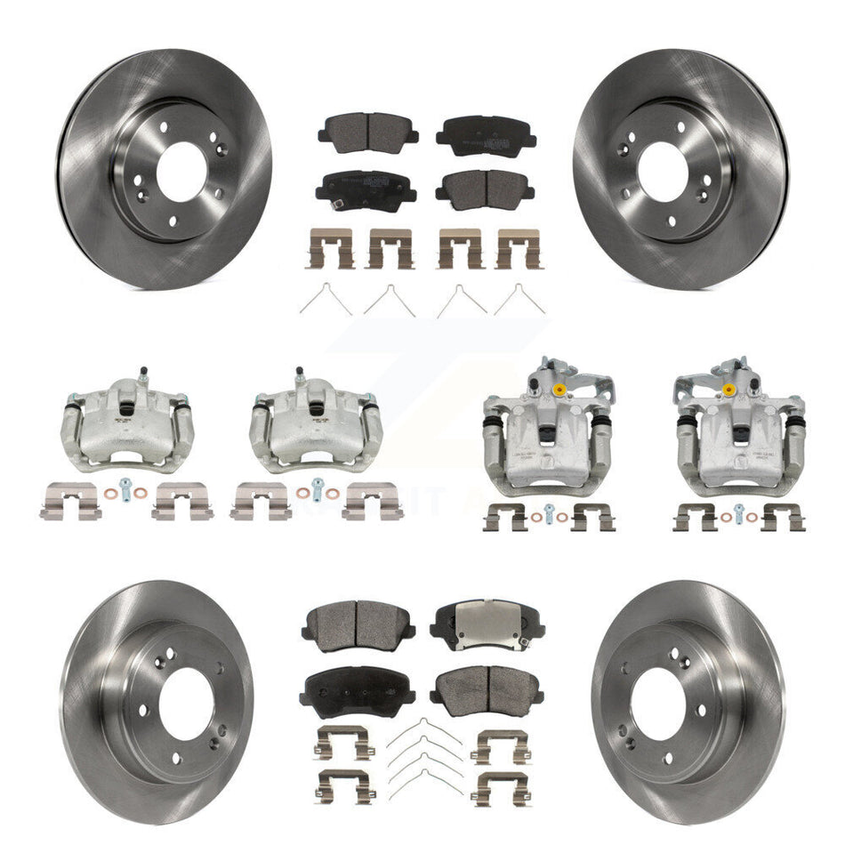 Front Rear Brake Caliper Rotor Semi-Metallic Pad Kit (10Pc) For Kia Forte Hyundai Forte5 KC8-101247P