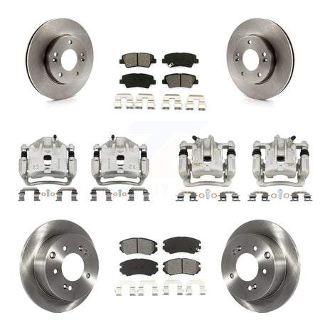 Front Rear Brake Caliper Rotors Semi-Metallic Pad Kit (10Pc) For 2010-2011 Kia Soul 1.6L KC8-101247S