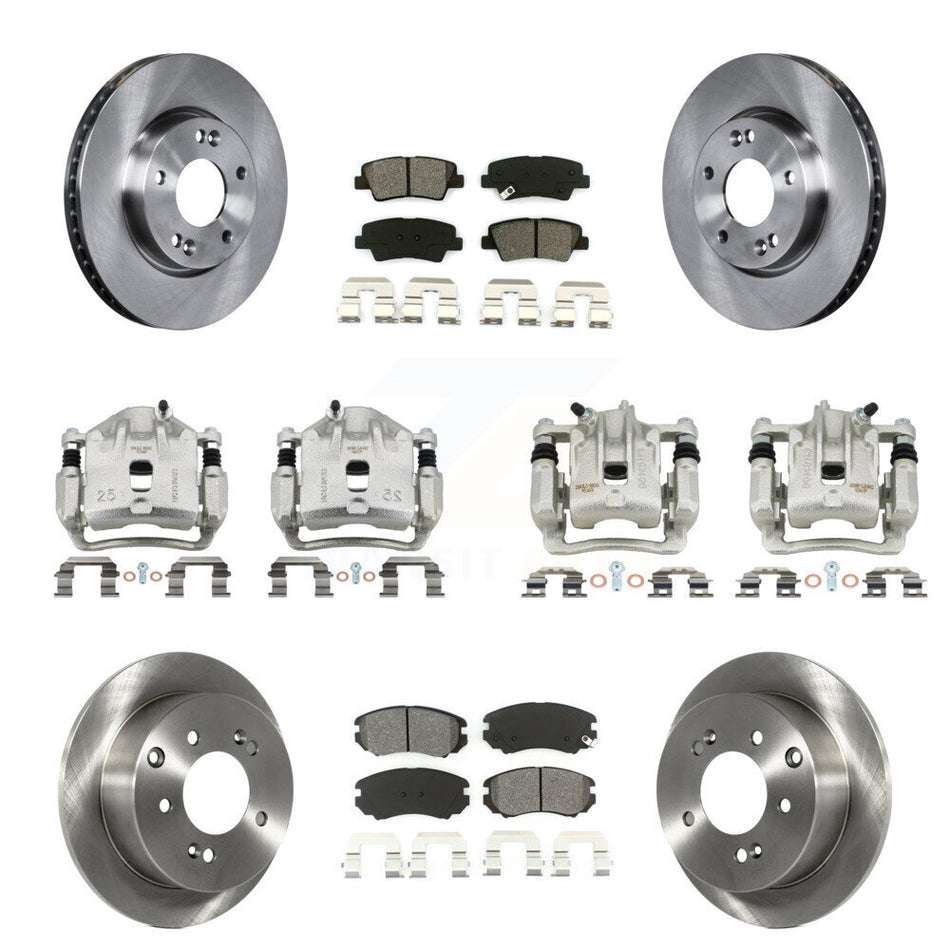 Front Rear Brake Caliper Rotors Semi-Metallic Pad Kit (10Pc) For 2010-2011 Kia Soul 2.0L KC8-101248S