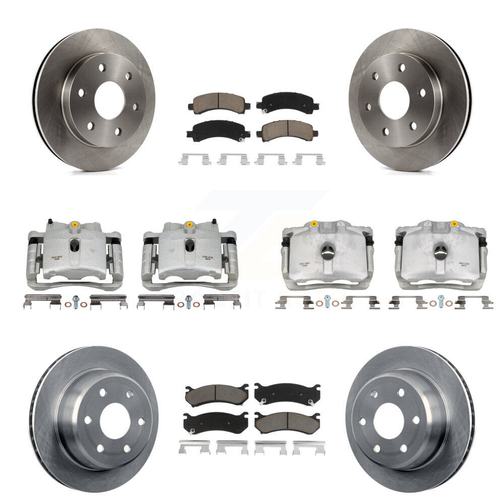 Front Rear Brake Caliper Rotor & Ceramic Pad Kit (10Pc) For Chevrolet Avalanche 1500 GMC KC8-101253C