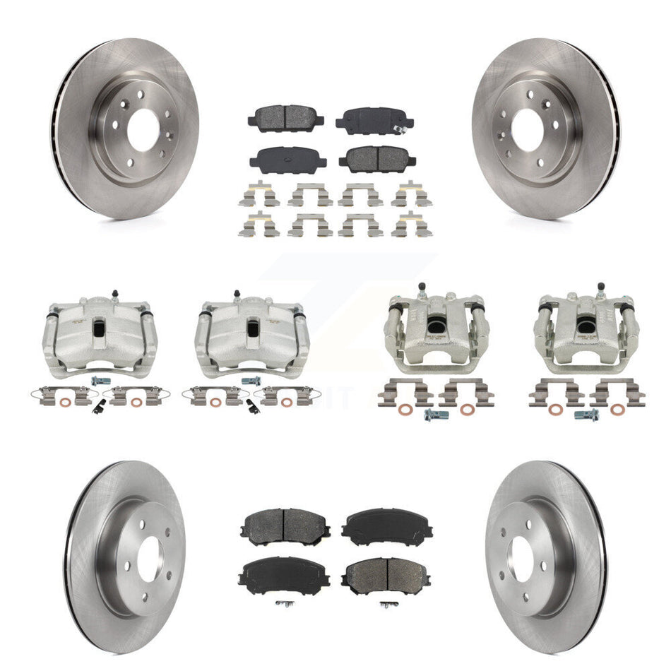 Front Rear Disc Brake Caliper Rotors And Semi-Metallic Pads Kit (10Pc) For 2019 Nissan Rogue Sport SL With Manual Parking KC8-101254S
