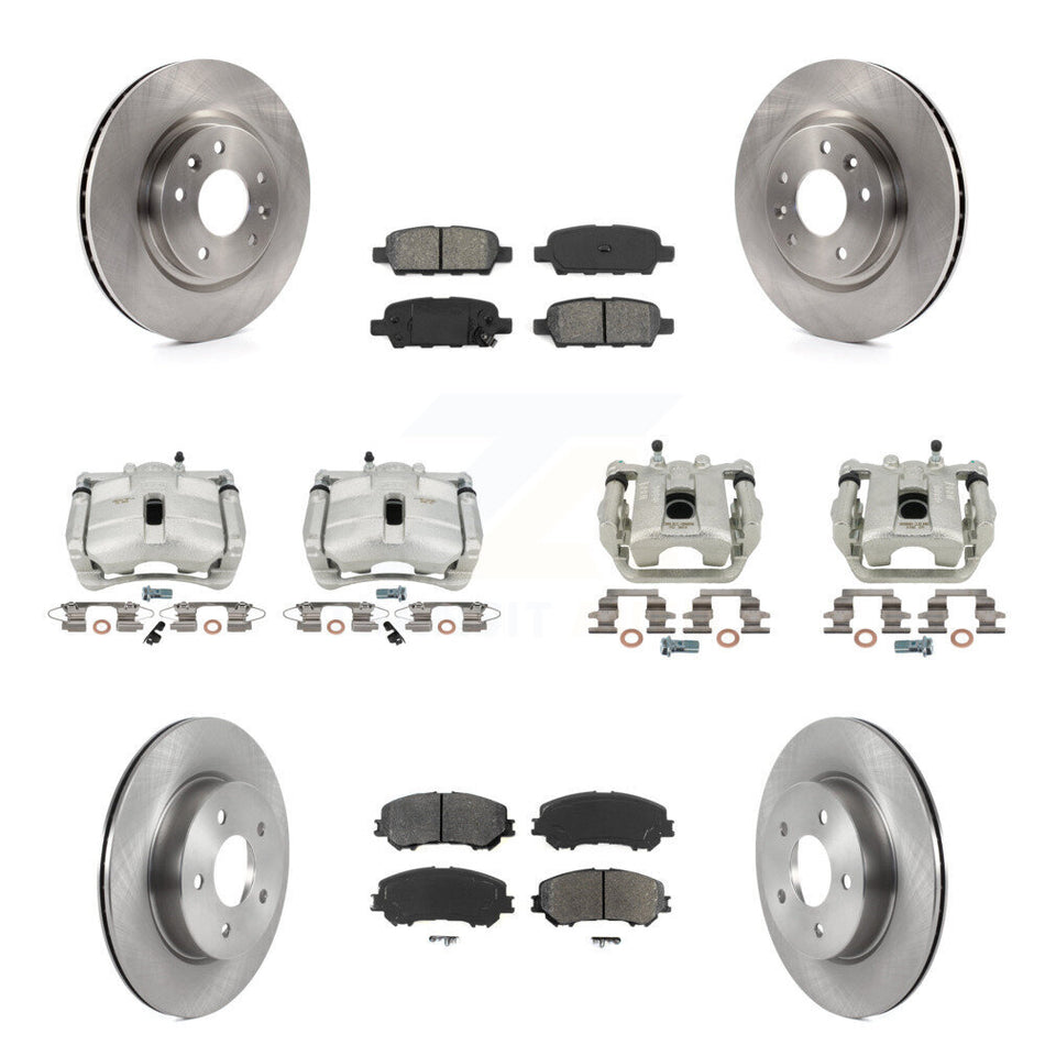 Front Rear Disc Brake Caliper Rotors And Semi-Metallic Pads Kit (10Pc) For 2019 Nissan Rogue Sport SL With Manual Parking KC8-101254S