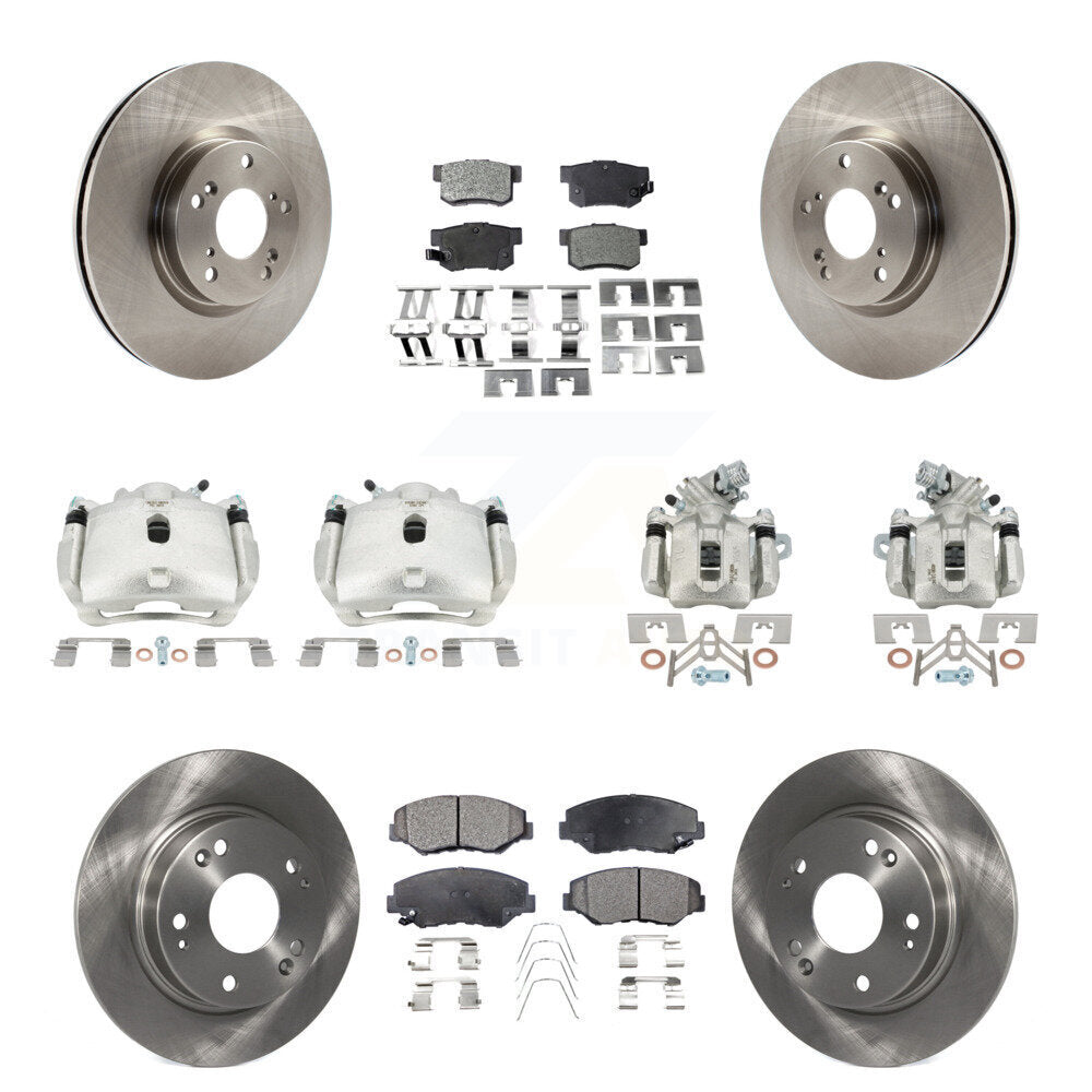 Front Rear Brake Caliper Rotors & Semi-Metallic Pad Kit (10Pc) For Honda Civic Acura ILX KC8-101256P