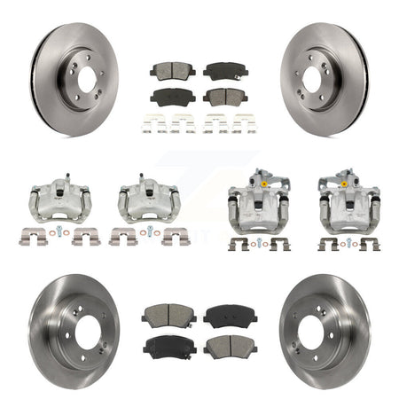 Front Rear Brake Caliper Rotor And Semi-Metallic Pad Kit (10Pc) For 2014 Kia Forte Sedan KC8-101256S