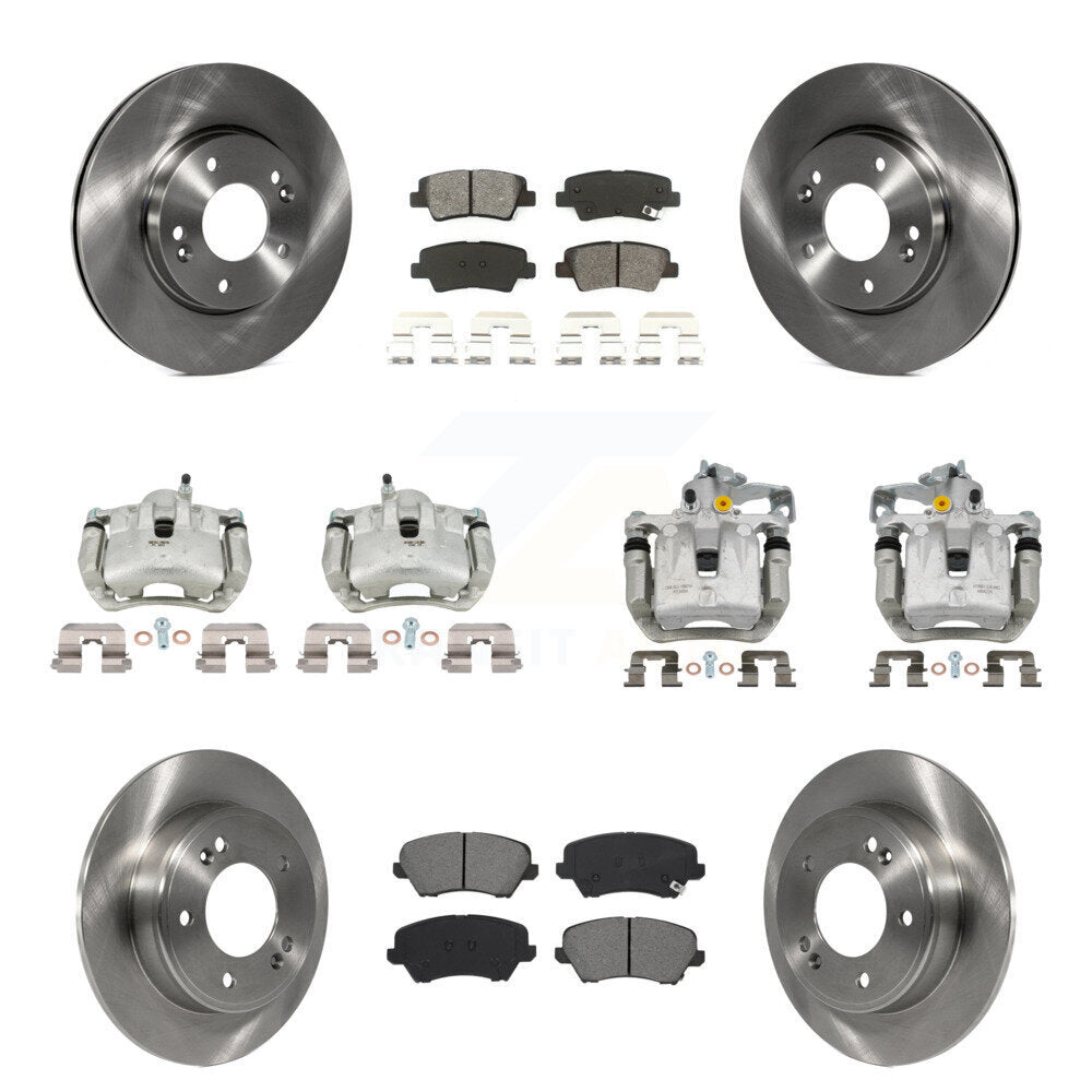 Front Rear Brake Caliper Rotor & Semi-Metallic Pad Kit (10Pc) For Hyundai Elantra GT Kia KC8-101257S
