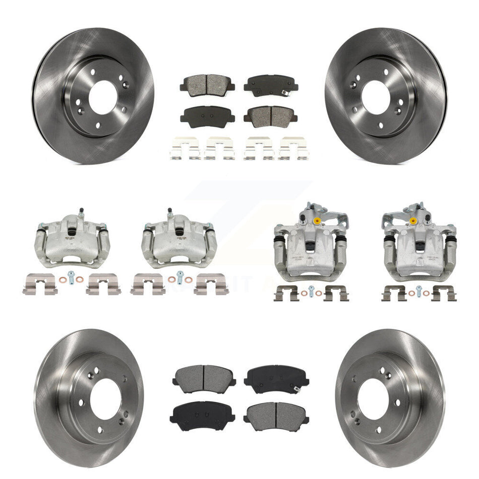 Front Rear Brake Caliper Rotor & Semi-Metallic Pad Kit (10Pc) For Hyundai Elantra GT Kia KC8-101257S