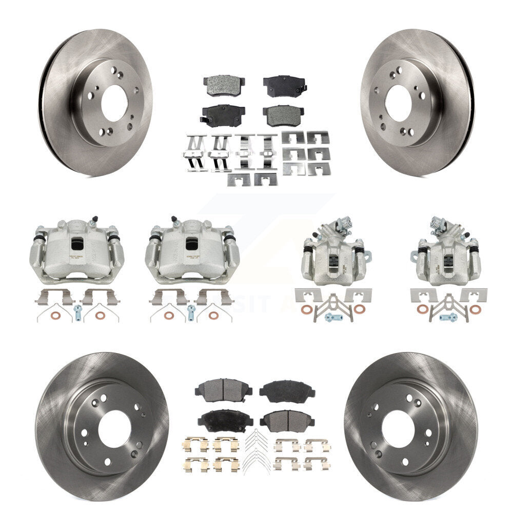 Front Rear Brake Caliper Rotor Semi-Metallic Pad Kit (10Pc) For 2013-2015 Acura ILX 1.5L KC8-101258P