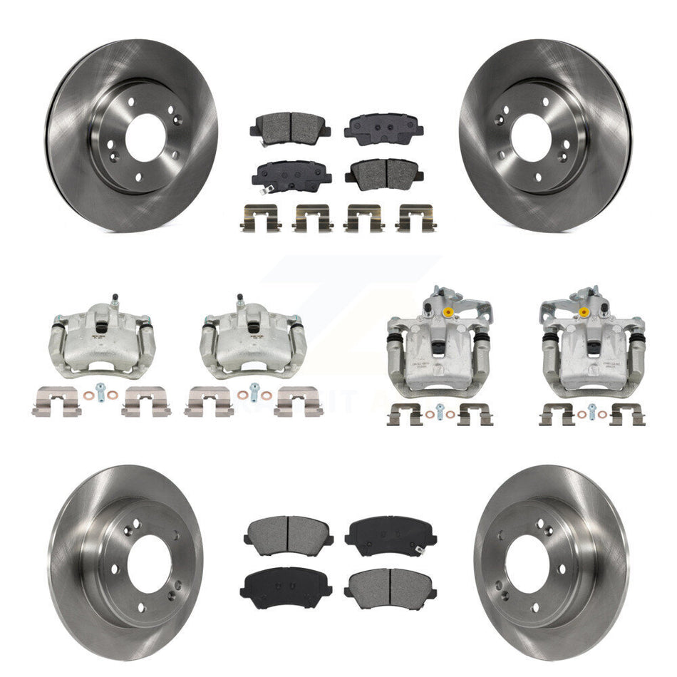 Front Rear Brake Caliper Rotor Semi-Metallic Pad Kit (10Pc) For Kia Forte Hyundai Forte5 KC8-101258S