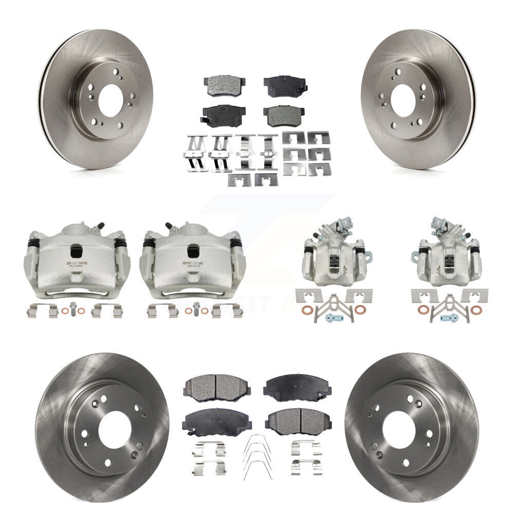 Front Rear Disc Brake Caliper Rotor Semi-Metallic Pad Kit (10Pc) For 2013 Acura ILX 2.0L KC8-101259P