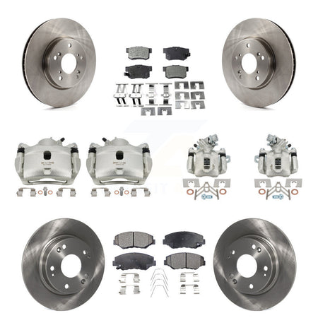 Front Rear Disc Brake Caliper Rotors And Semi-Metallic Pads Kit (10Pc) For Honda Civic KC8-101261P
