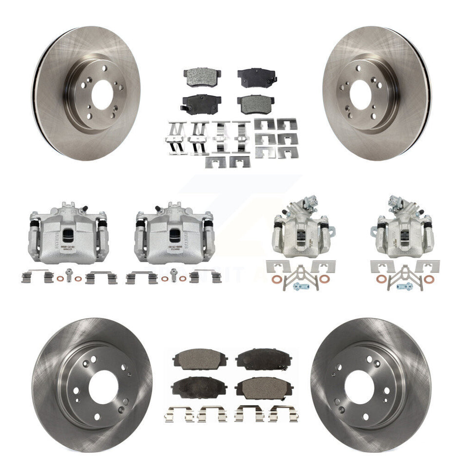 Front Rear Brake Caliper Rotor Semi-Metallic Pad Kit (10Pc) For Honda Civic Si with 2.0L KC8-101262P