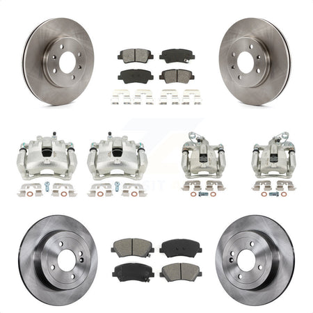 Front Rear Disc Brake Caliper Rotors And Semi-Metallic Pads Kit (10Pc) For 2012-2016 Hyundai Accent KC8-101262S by Transit Auto