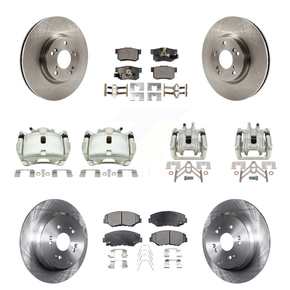 Front Rear Disc Brake Caliper Rotors And Ceramic Pad Kit (10Pc) For 2005-2006 Honda CR-V KC8-101262T
