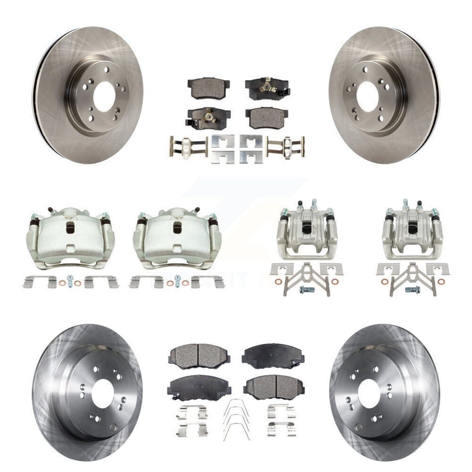 Front Rear Disc Brake Caliper Rotors And Ceramic Pad Kit (10Pc) For 2005-2006 Honda CR-V KC8-101262T