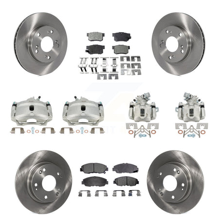Front Rear Disc Brake Caliper Rotors And Semi-Metallic Pads Kit (10Pc) For Honda Civic KC8-101263P