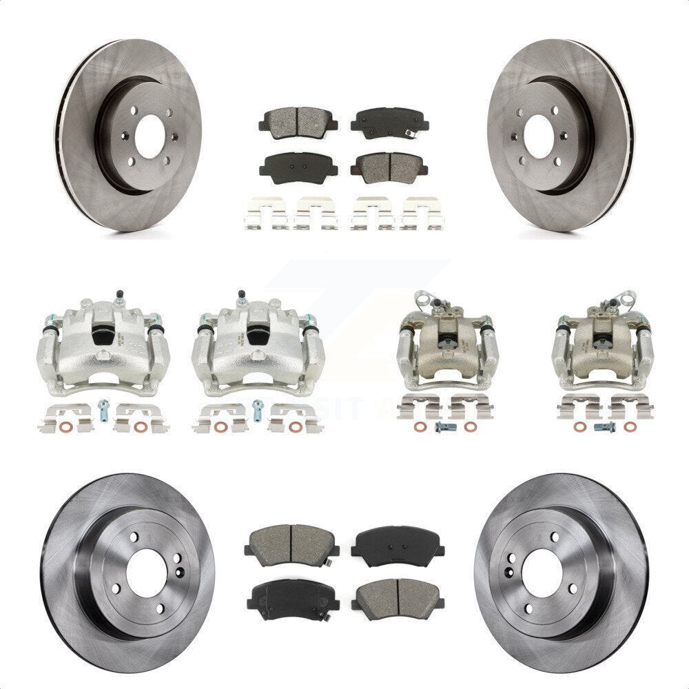 Front Rear Disc Brake Caliper Rotors And Semi-Metallic Pads Kit (10Pc) For Kia Rio KC8-101263S by Transit Auto