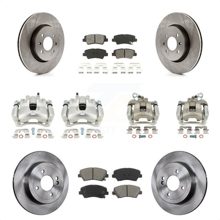 Front Rear Disc Brake Caliper Rotors And Semi-Metallic Pads Kit (10Pc) For Kia Rio KC8-101263S by Transit Auto