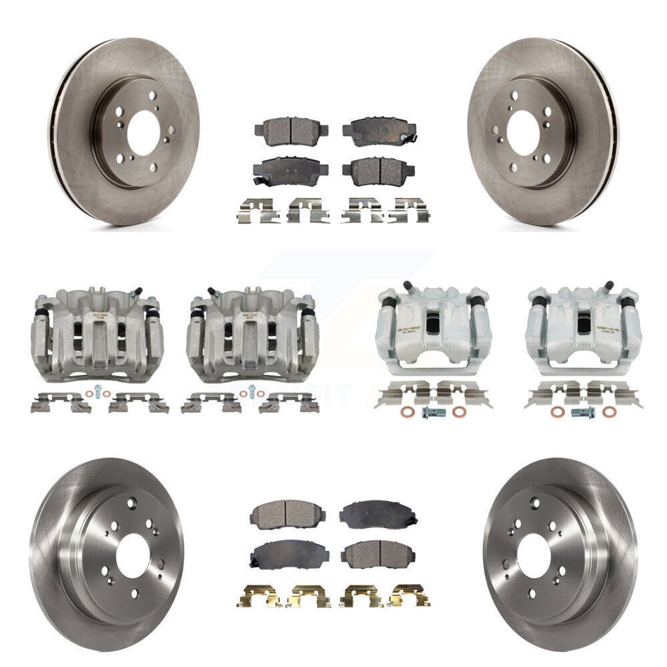Front Rear Disc Brake Caliper Rotor & Ceramic Pad Kit (10Pc) For 2005-2010 Honda Odyssey KC8-101263T