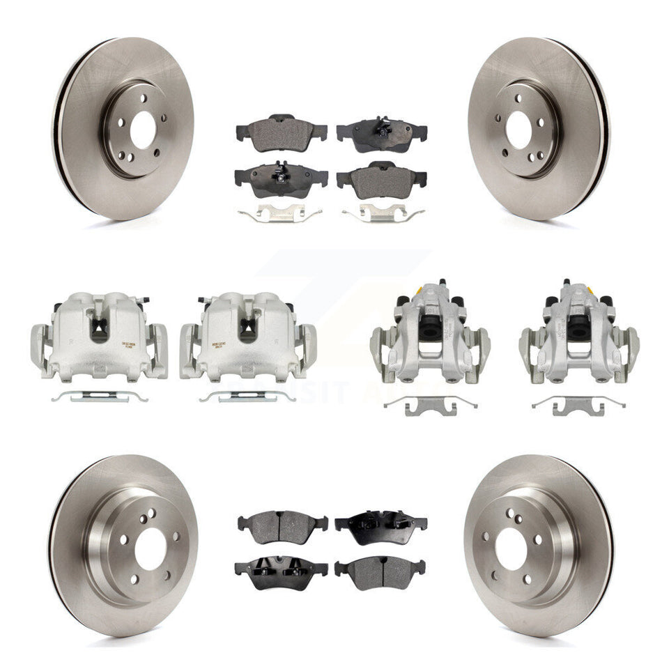 Front Rear Disc Brake Caliper Rotors & Ceramic Pad Kit (10Pc) For Mercedes-Benz E550 AWD KC8-101264T
