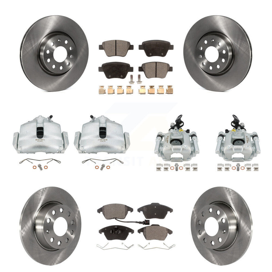 Front Rear Disc Brake Caliper Rotors And Semi-Metallic Pads Kit (10Pc) For Volkswagen Beetle GTI KC8-101266P