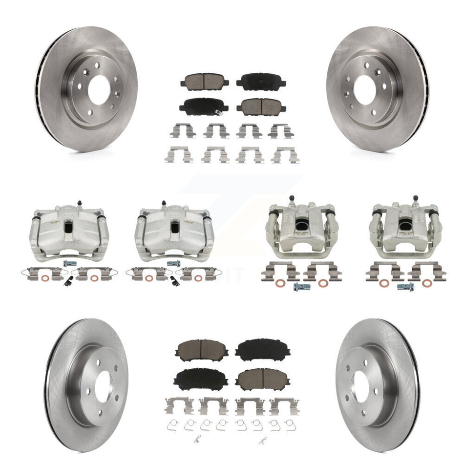 Front Rear Disc Brake Caliper Rotors And Ceramic Pads Kit (10Pc) For 2019 Nissan Rogue Sport SL With Manual Parking KC8-101267C