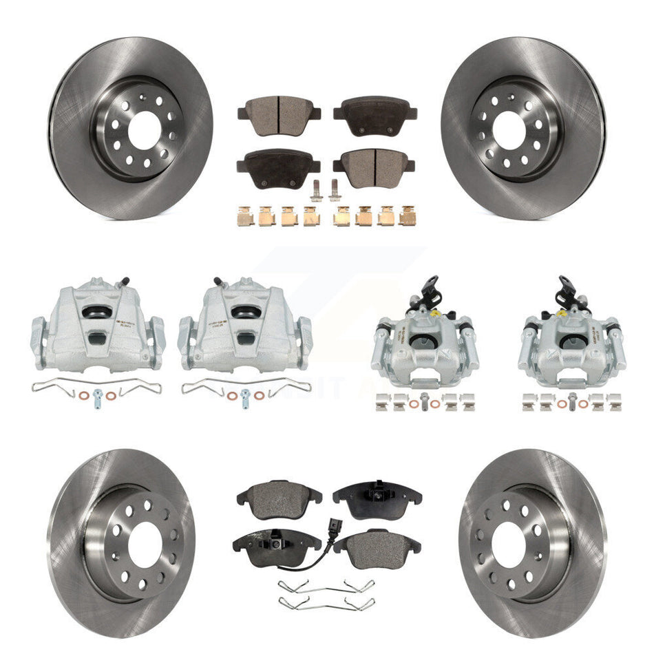 Front Rear Disc Brake Caliper Rotors And Semi-Metallic Pads Kit (10Pc) For Volkswagen Passat KC8-101268P