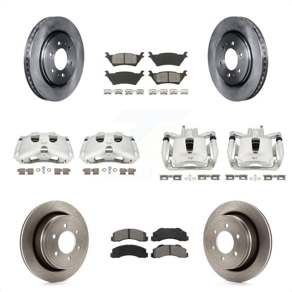 Front Rear Disc Brake Caliper Rotors And Semi-Metallic Pads Kit (10Pc) For Ford F-150 KC8-101268S by Transit Auto