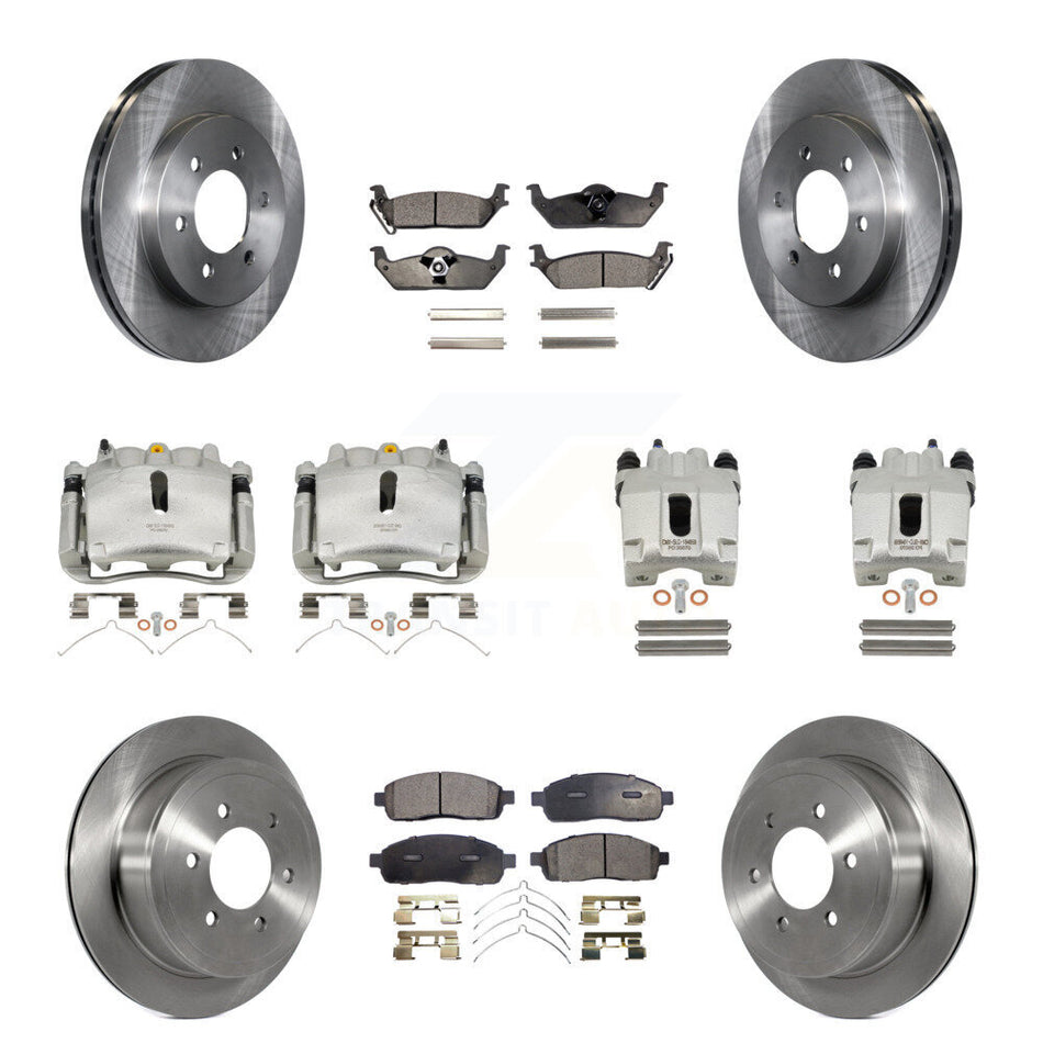 Front Rear Disc Brake Caliper Rotors And Semi-Metallic Pads Kit (10Pc) For Ford F-150 Lincoln Mark LT 4WD KC8-101269P