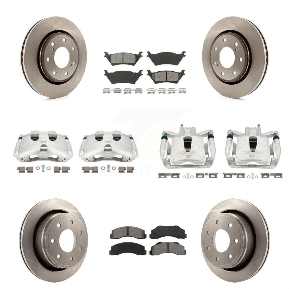 Front Rear Disc Brake Caliper Rotors And Semi-Metallic Pads Kit (10Pc) For 2012-2014 Ford F-150 With 7 Lug Wheels KC8-101269S by Transit Auto