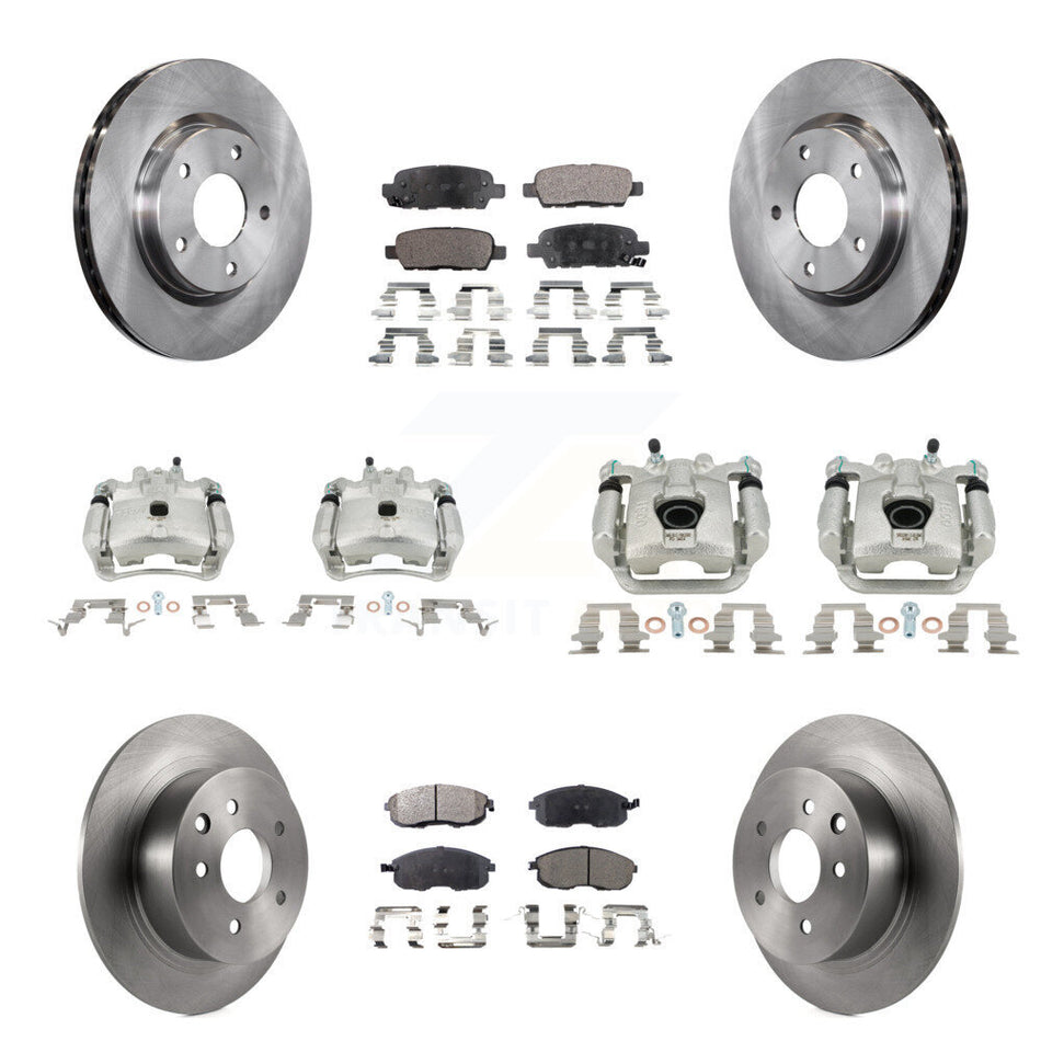 Front Rear Disc Brake Caliper Rotors And Ceramic Pads Kit (10Pc) For Nissan Sentra KC8-101269T
