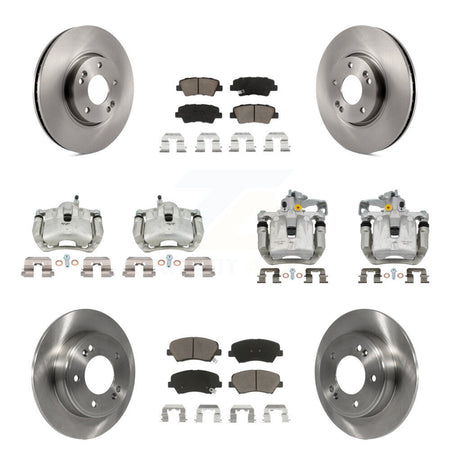 Front Rear Disc Brake Caliper Rotors And Ceramic Pad Kit (10Pc) For 2014 Kia Forte Sedan KC8-101270C