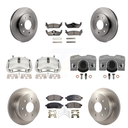 Front Rear Disc Brake Caliper Rotors And Semi-Metallic Pads Kit (10Pc) For Ford F-150 Lincoln Mark LT 4WD KC8-101270P by Transit Auto