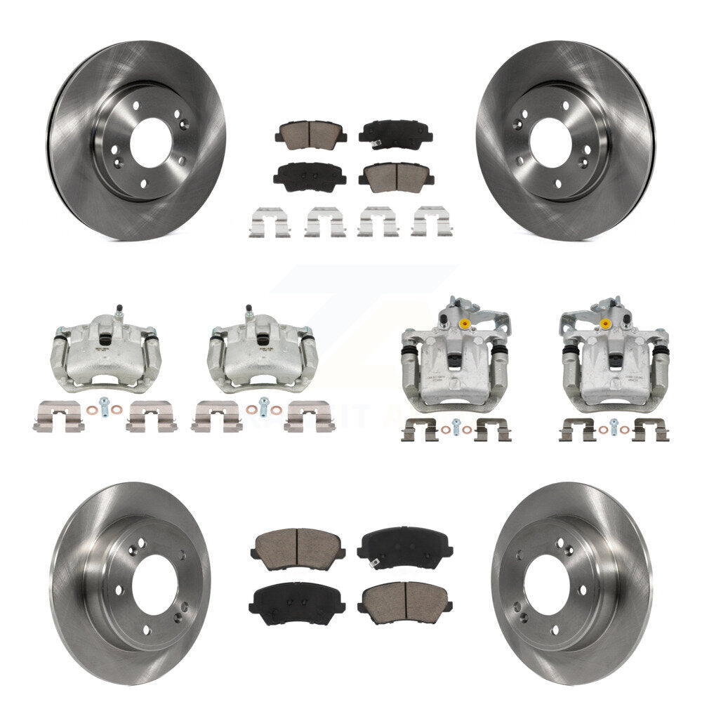 Front Rear Brake Caliper Rotor & Ceramic Pad Kit (10Pc) For Hyundai Elantra GT Kia Forte KC8-101271C
