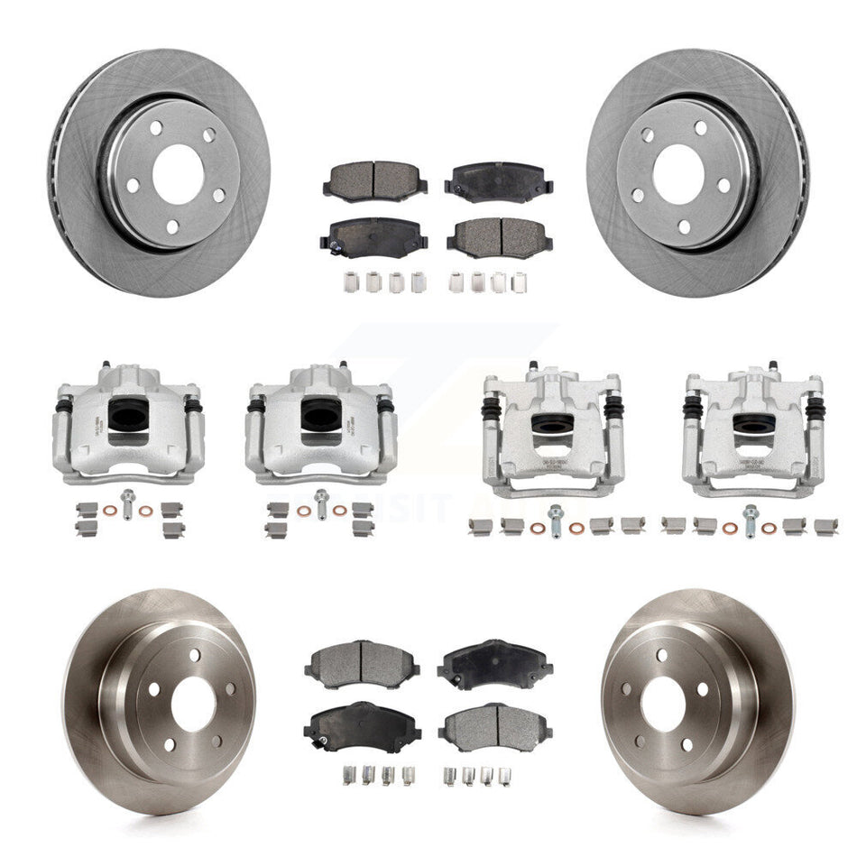 Front Rear Disc Brake Caliper Rotors And Ceramic Pads Kit (10Pc) For Jeep Wrangler KC8-101271T