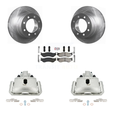 Rear Disc Brake Caliper Rotor Semi-Metallic Pad Kit For Dodge Ram 1500 With 8 Lug Wheels KC8-101272N