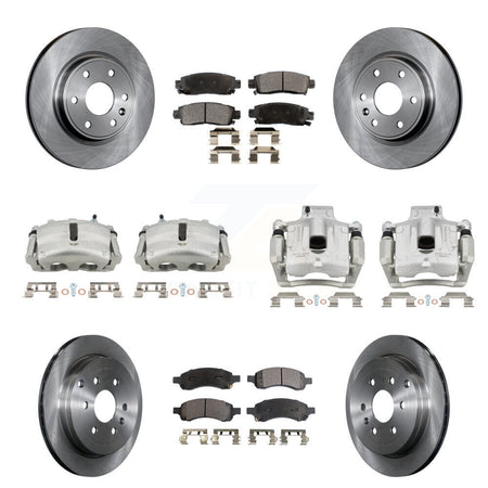 Front Rear Disc Brake Caliper Rotors Ceramic Pad Kit (10Pc) For GMC Acadia Buick Enclave KC8-101272T