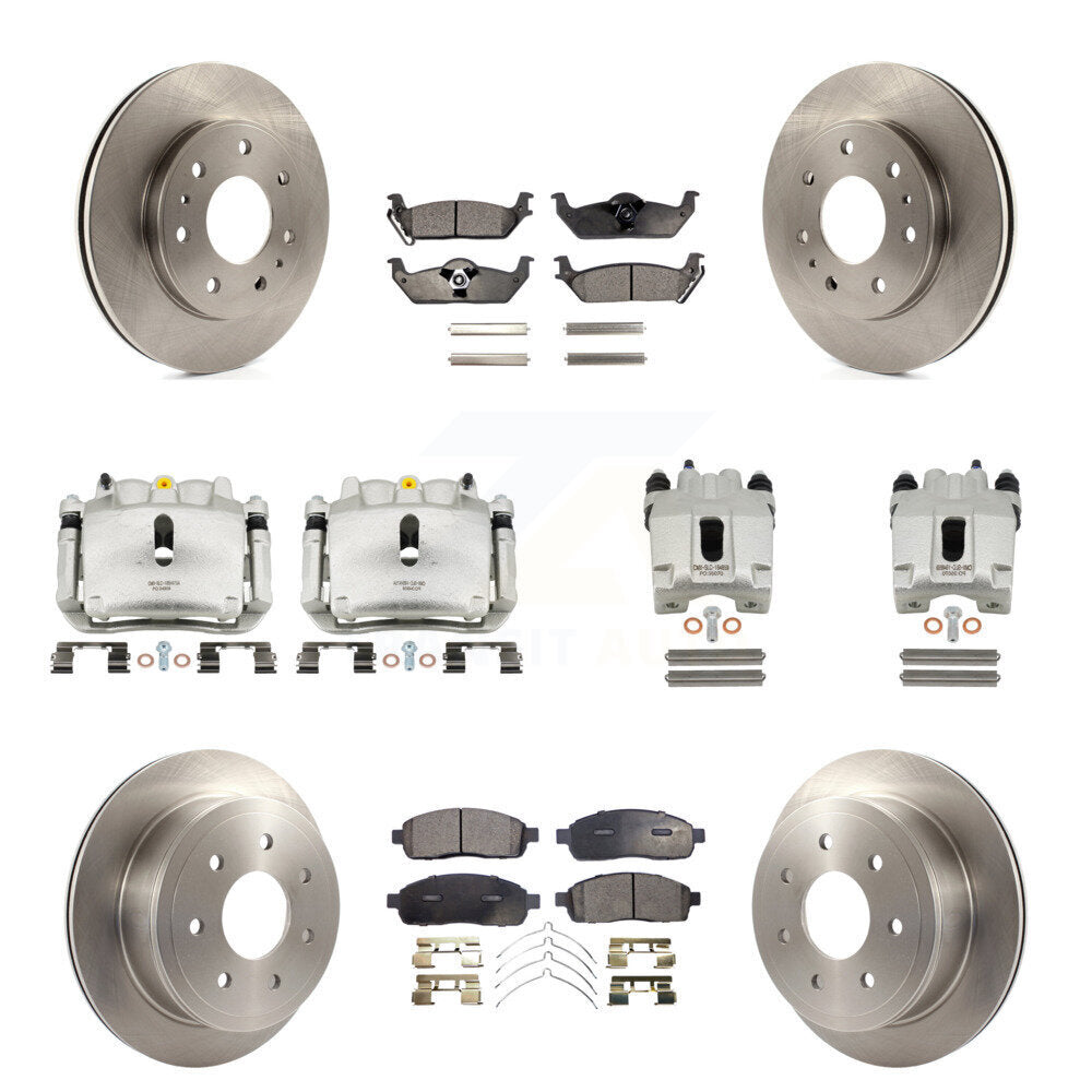 Front Rear Disc Brake Caliper Rotors And Semi-Metallic Pads Kit (10Pc) For Ford F-150 KC8-101275P