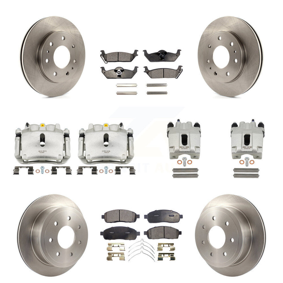 Front Rear Disc Brake Caliper Rotors And Semi-Metallic Pads Kit (10Pc) For Ford F-150 KC8-101275P