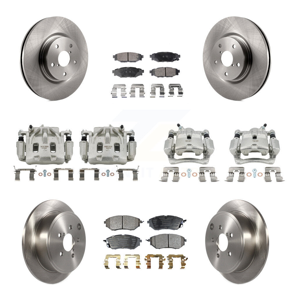 Front Rear Disc Brake Caliper Rotors And Ceramic Pads Kit (10Pc) For Subaru WRX KC8-101275T