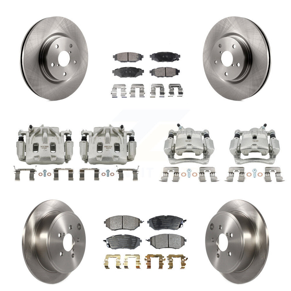 Front Rear Disc Brake Caliper Rotors And Ceramic Pads Kit (10Pc) For Subaru WRX KC8-101275T
