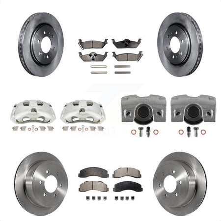 Front Rear Disc Brake Caliper Rotors And Semi-Metallic Pads Kit (10Pc) For 2010-2011 Ford F-150 With 6 Lug Wheels KC8-101276P by Transit Auto