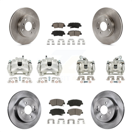 Front Rear Disc Brake Caliper Rotors And Ceramic Pads Kit (10Pc) For 2012-2016 Hyundai Accent KC8-101277C by Transit Auto