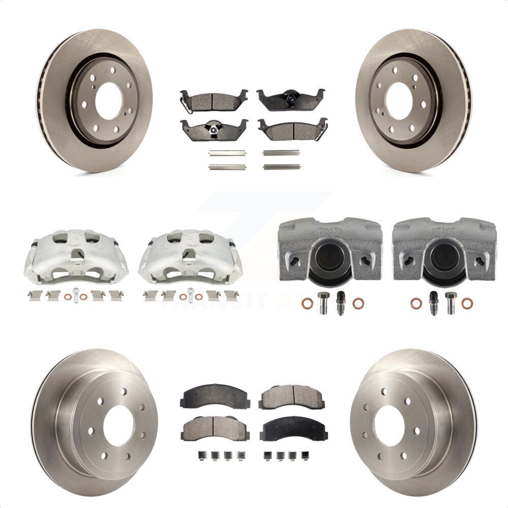 Front Rear Disc Brake Caliper Rotors And Semi-Metallic Pads Kit (10Pc) For 2010-2011 Ford F-150 With 7 Lug Wheels KC8-101277P by Transit Auto