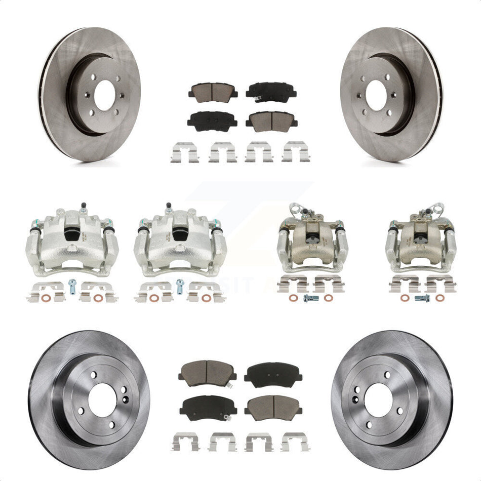 Front Rear Disc Brake Caliper Rotors And Ceramic Pads Kit (10Pc) For Kia Rio KC8-101278C by Transit Auto