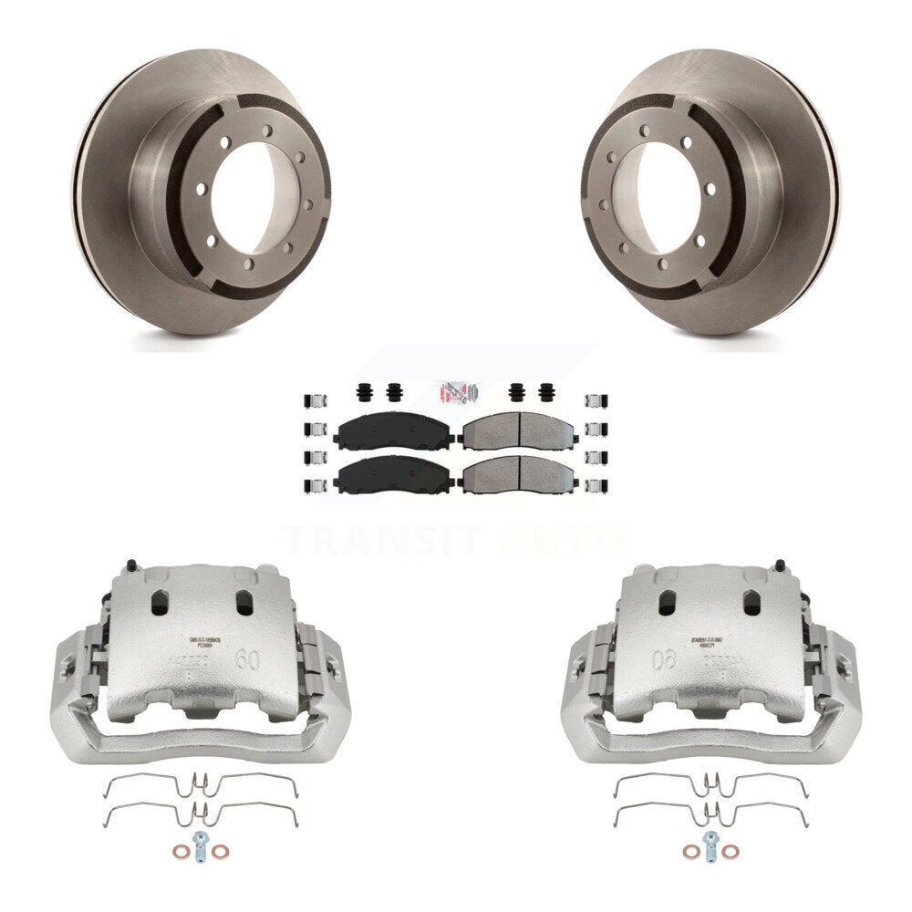 Rear Disc Brake Caliper Rotors And Semi-Metallic Pads Kit For Ford F-450 Super Duty KC8-101278N