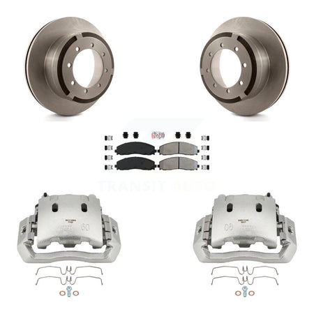 Rear Disc Brake Caliper Rotors And Semi-Metallic Pads Kit For Ford F-450 Super Duty KC8-101278N