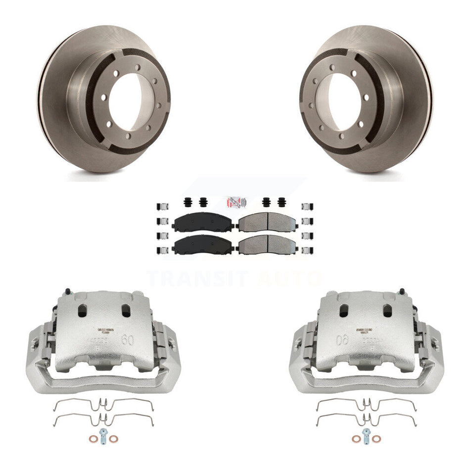 Rear Disc Brake Caliper Rotors And Semi-Metallic Pads Kit For Ford F-450 Super Duty KC8-101278N
