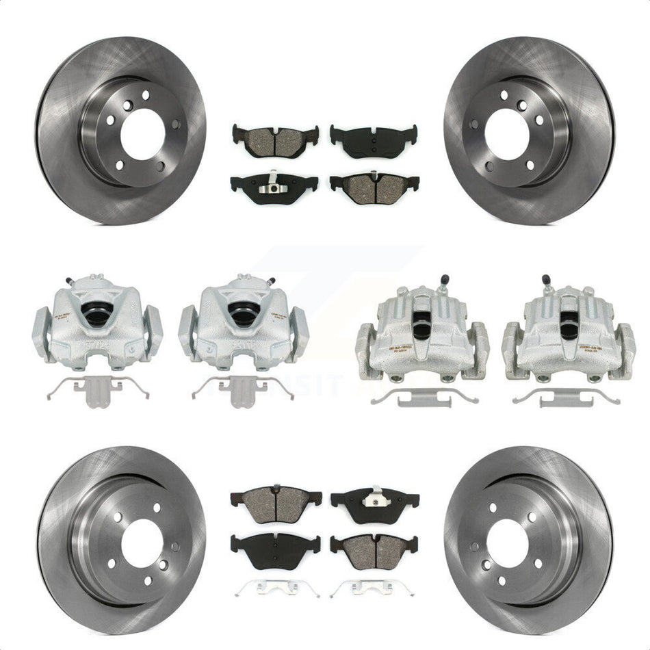 Front Rear Disc Brake Caliper Rotors And Semi-Metallic Pads Kit (10Pc) For 2008 BMW 328i Wagon To 08 07 KC8-101278S by Transit Auto