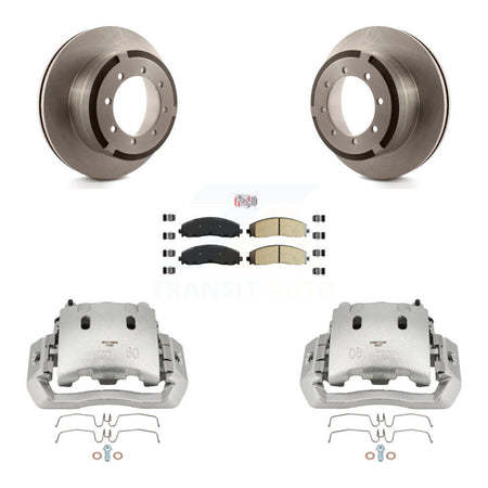 Rear Disc Brake Caliper Rotors And Semi-Metallic Pads Kit For Ford F-450 Super Duty KC8-101279N